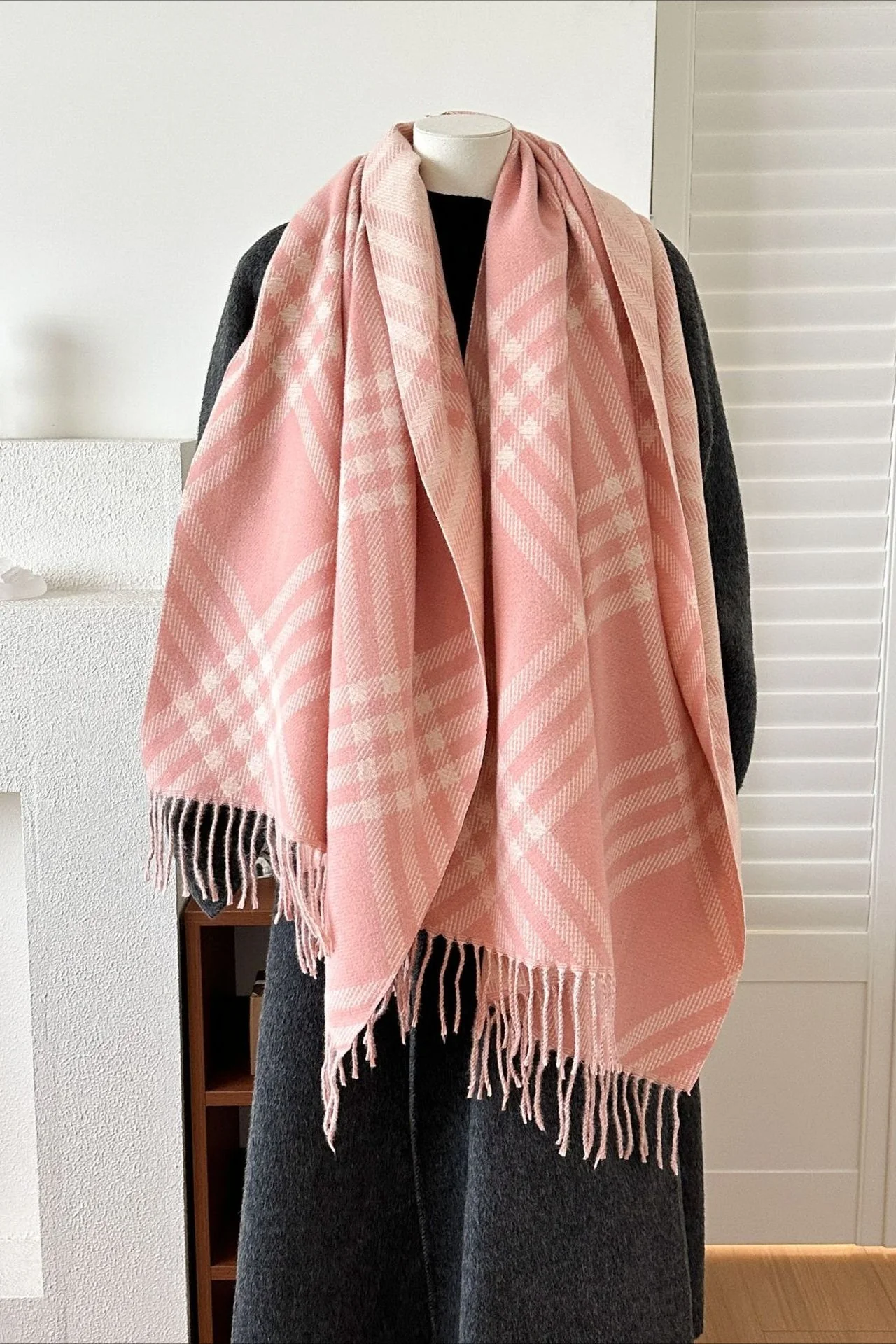 Double-Sided Plaid Festive Faux Cashmere Warm Scarf - Image 11