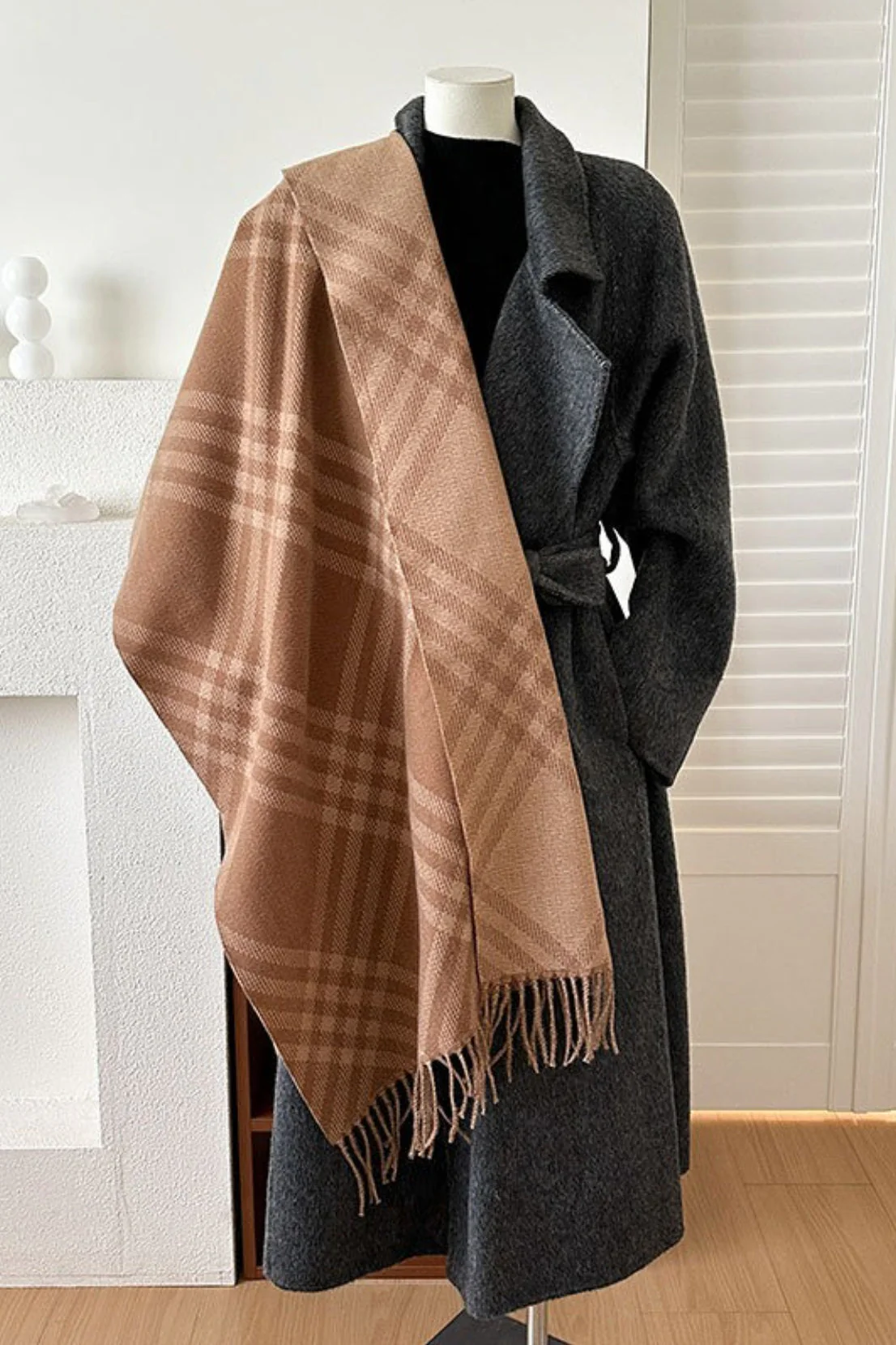 Double-Sided Plaid Festive Faux Cashmere Warm Scarf - Image 14