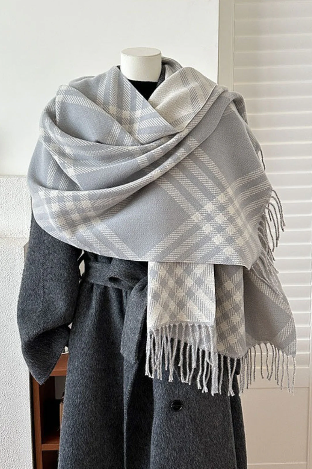 Double-Sided Plaid Festive Faux Cashmere Warm Scarf - Image 15
