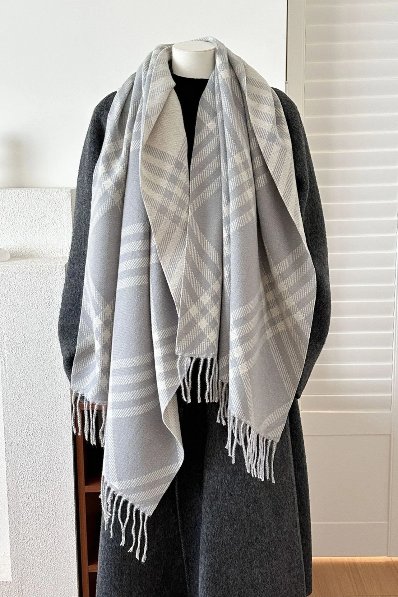 Double-Sided Plaid Festive Faux Cashmere Warm Scarf - Image 16