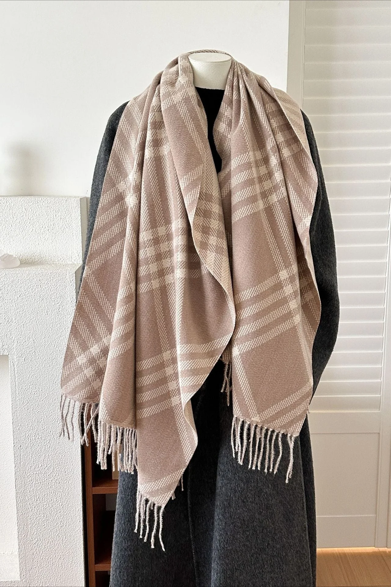 Double-Sided Plaid Festive Faux Cashmere Warm Scarf - Image 17