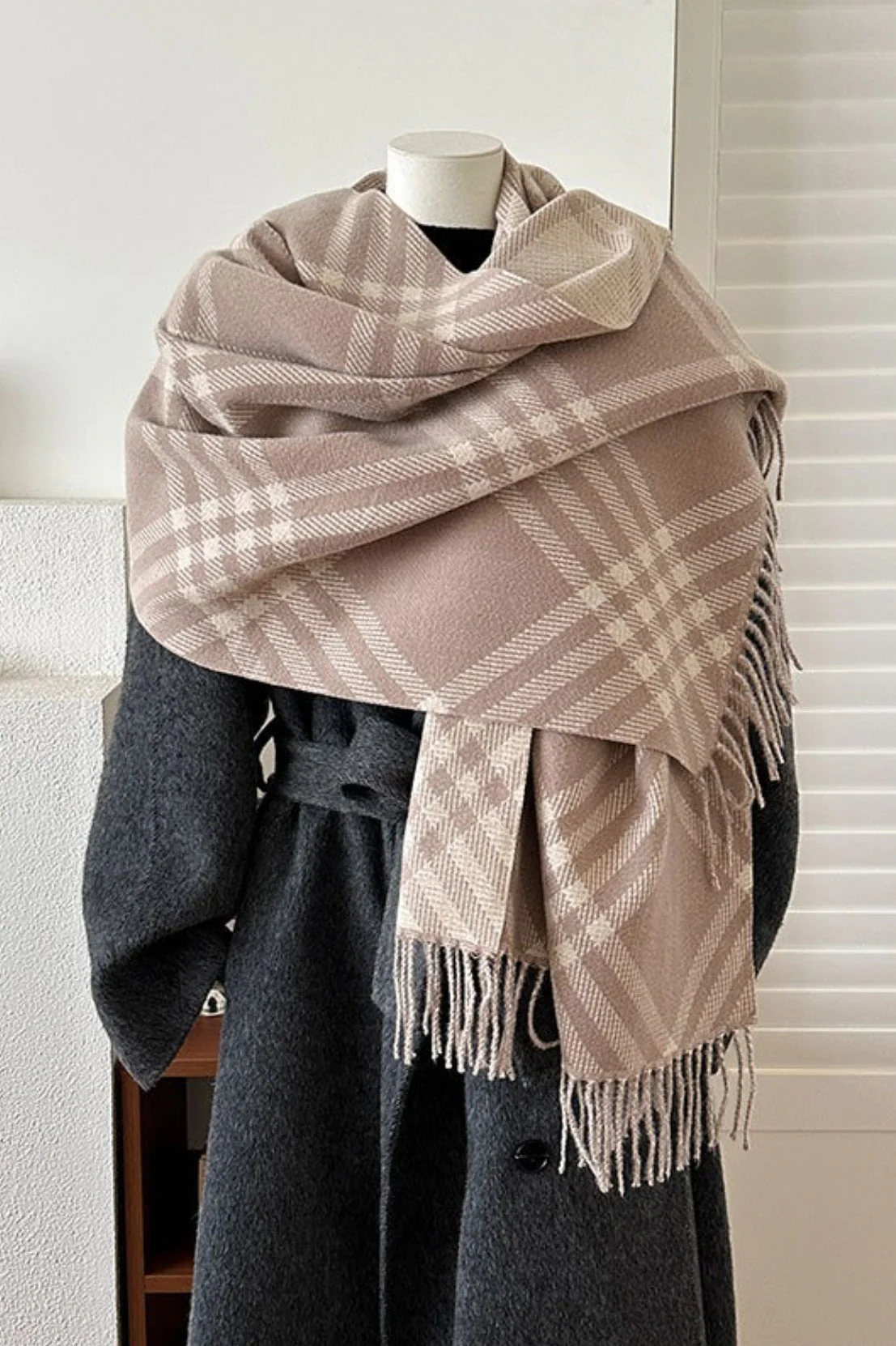 Double-Sided Plaid Festive Faux Cashmere Warm Scarf - Image 18