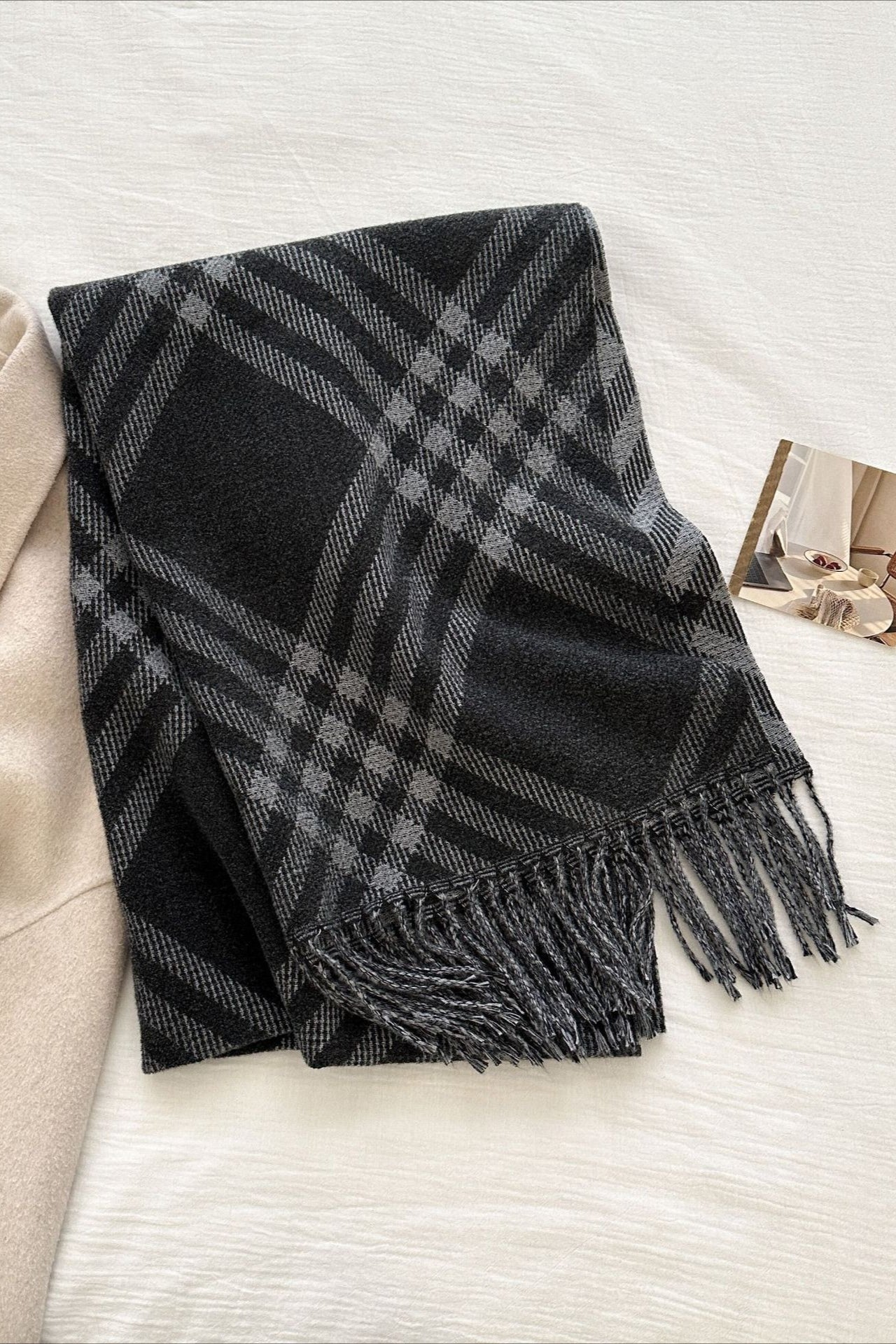 Double-Sided Plaid Festive Faux Cashmere Warm Scarf - Image 19