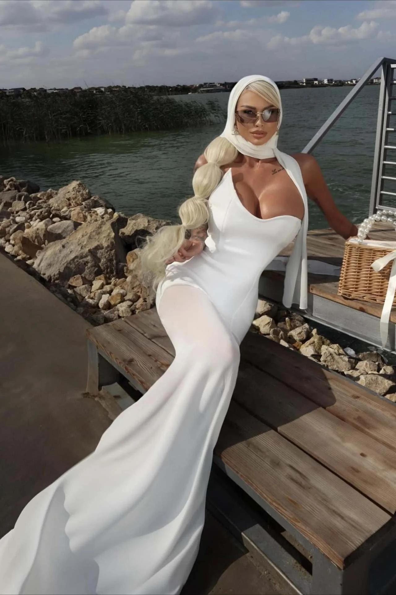 Draped Tie Sexy Mesh Patch Tube Prom Dress - Image 5