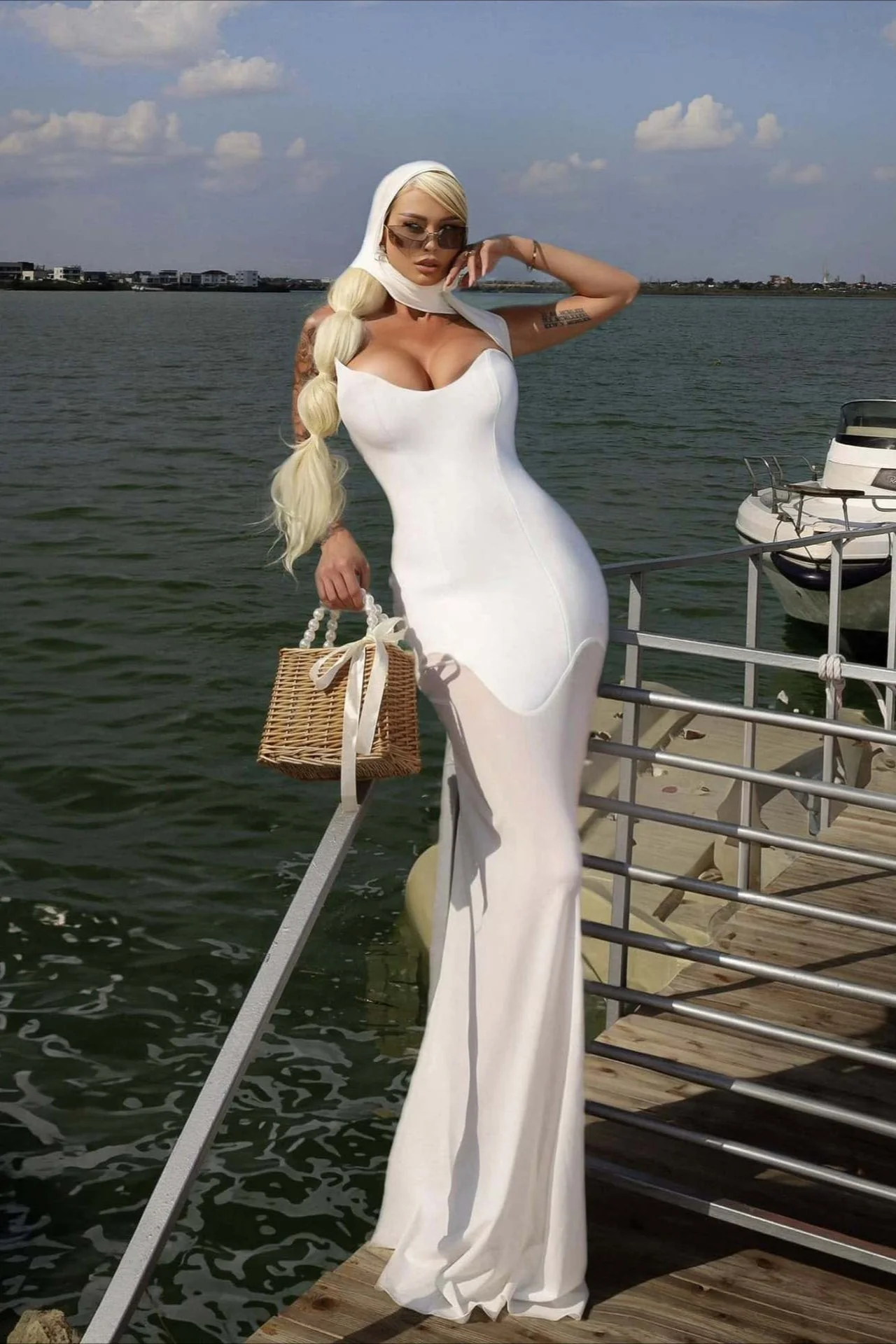 Draped Tie Sexy Mesh Patch Tube Prom Dress - Image 6