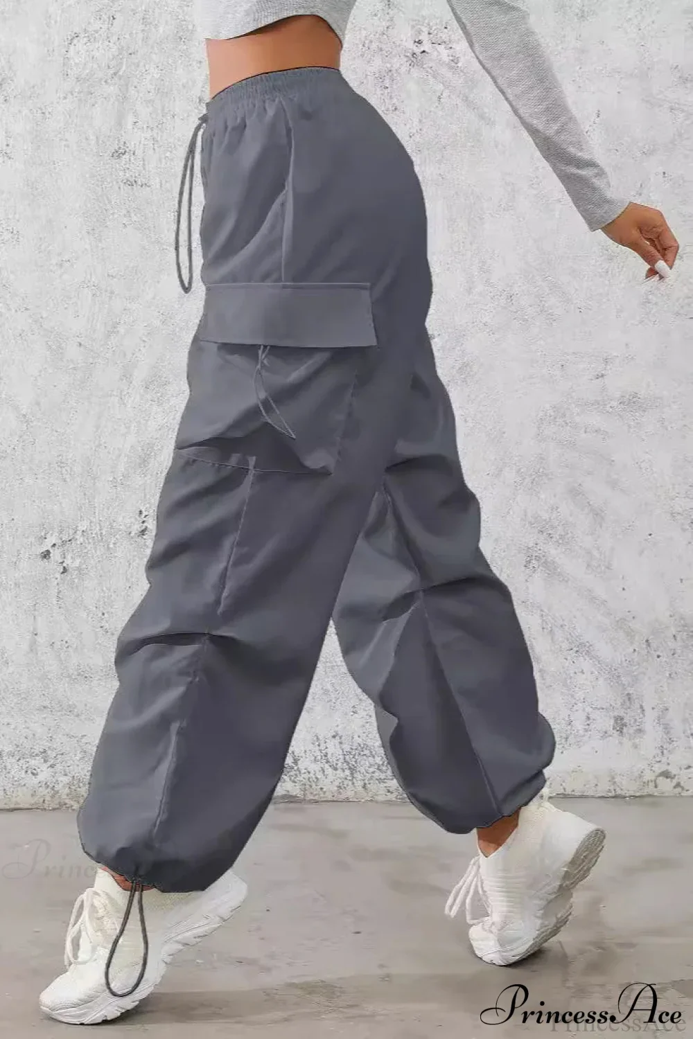 Drawstring Casual Pocket Cargo Pants - Image 3