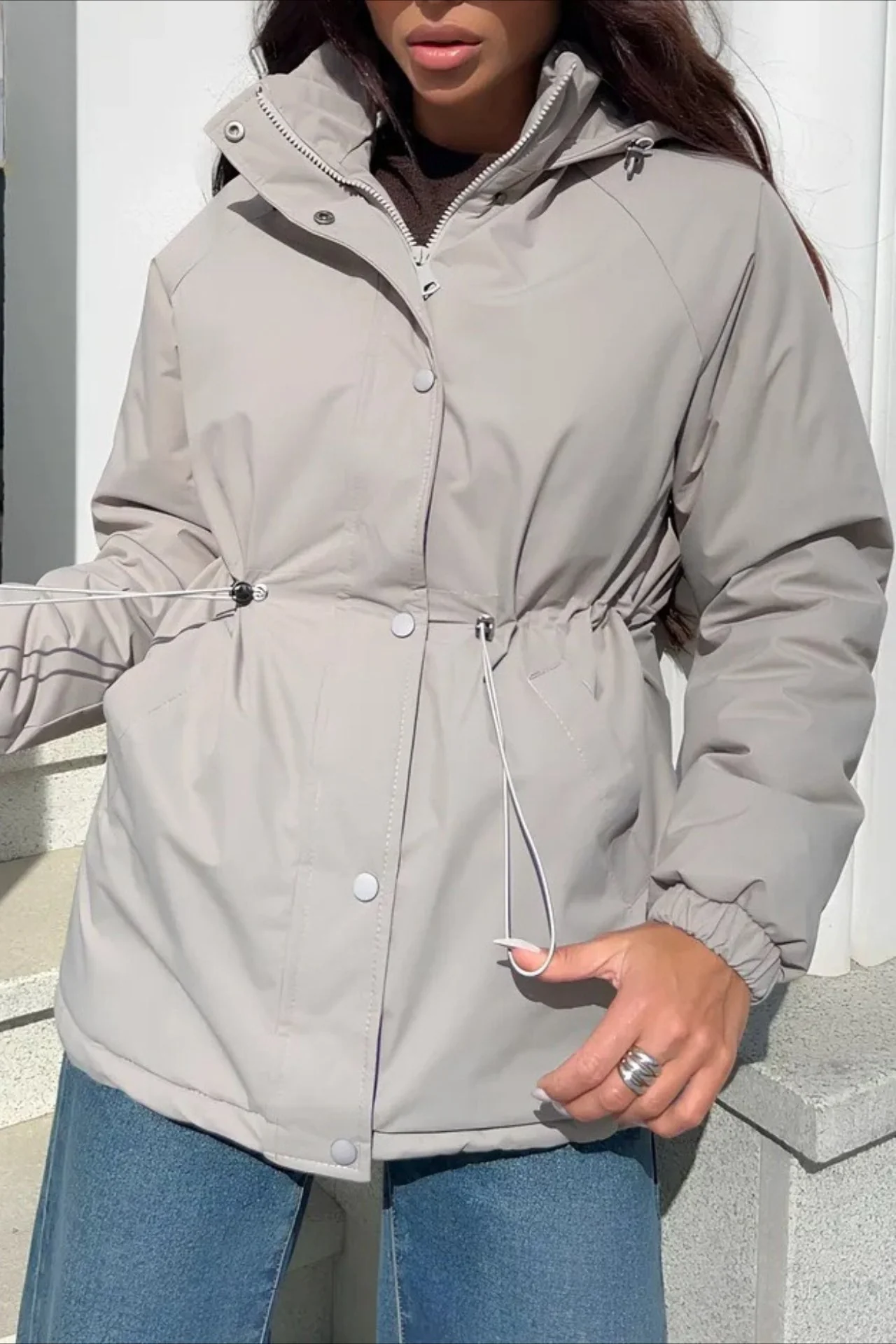 Drawstring Waist Leisure Outdoor Sports Mountaineering Jacket - Image 5