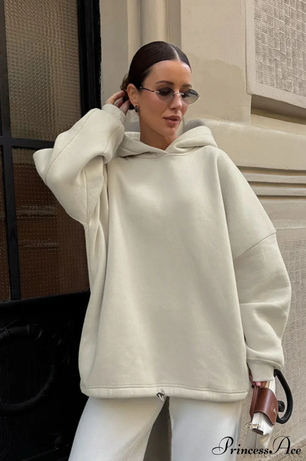 Drop Shoulder Hooded Loose Minimalist Sweatshirt - Image 3