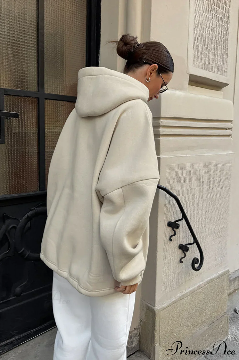 Drop Shoulder Hooded Loose Minimalist Sweatshirt - Image 4