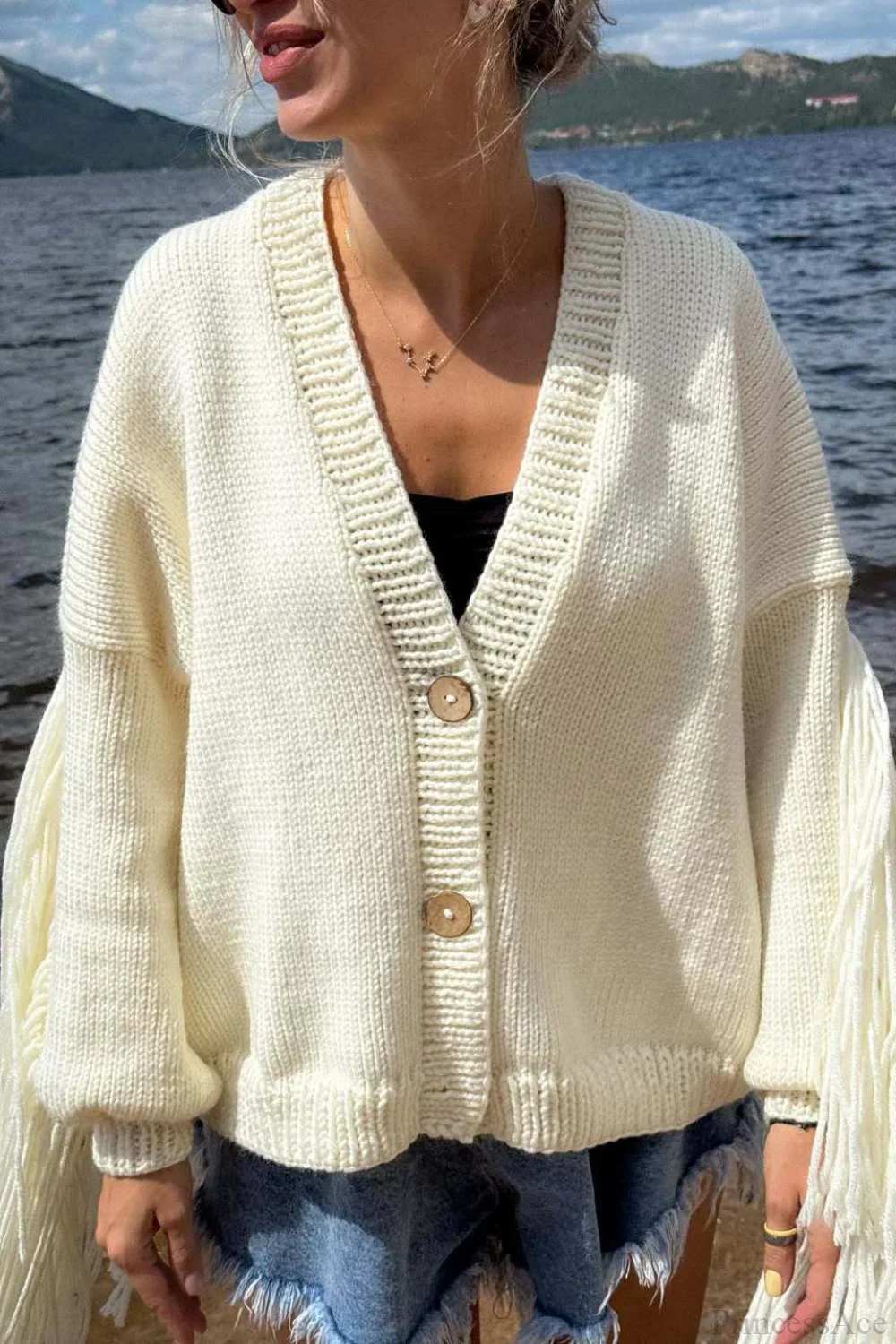 Duck Pattern Loose Knit Cardigan - Image 3