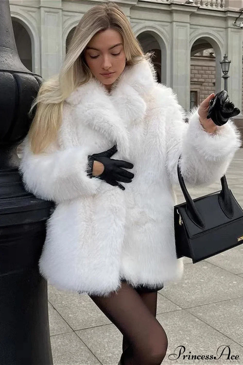 Eco Faux Fur Solid Chic Cropped Coat - Image 2