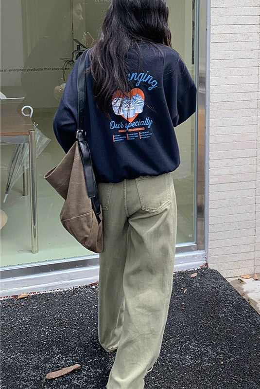 Edgy High Waist Cargo Wide Leg Curved Jeans - Image 4