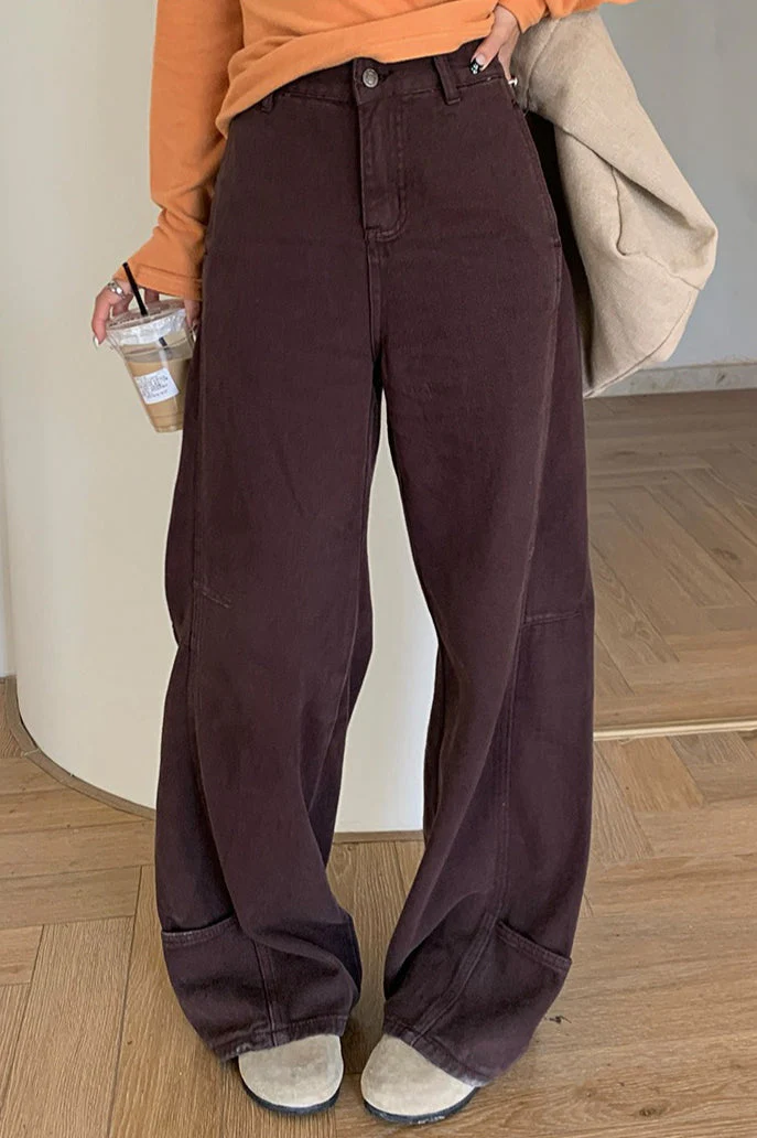 Edgy High Waist Cargo Wide Leg Curved Jeans - Image 5