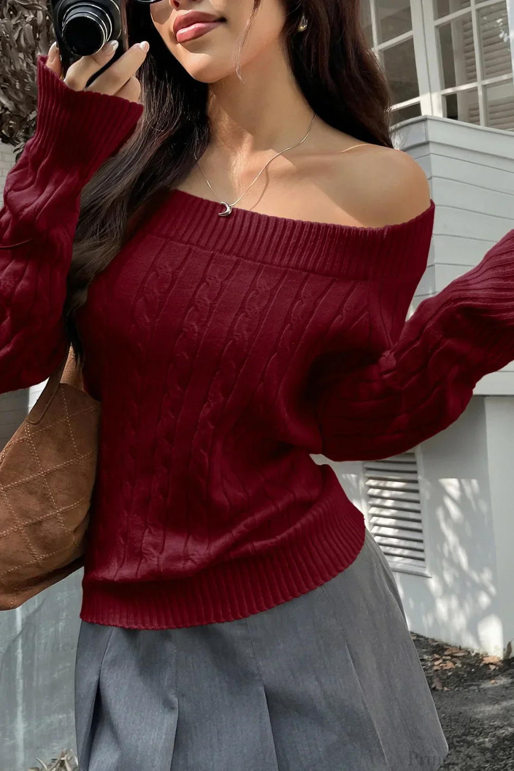 Edgy Long-Sleeve Knit Sweater - Image 10