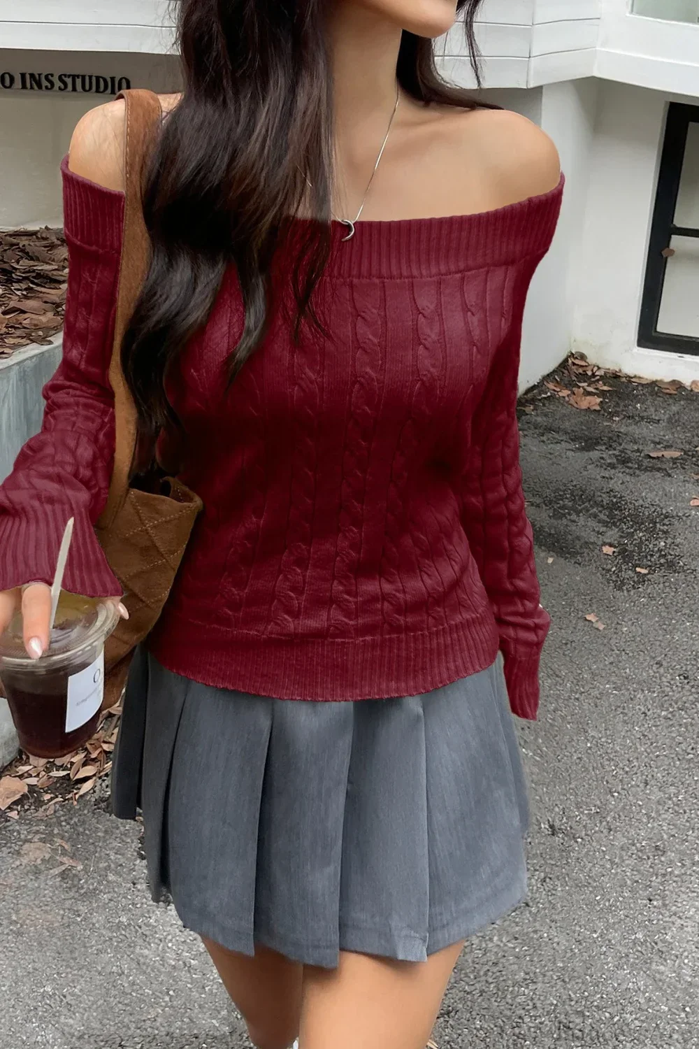 Edgy Long-Sleeve Knit Sweater - Image 11