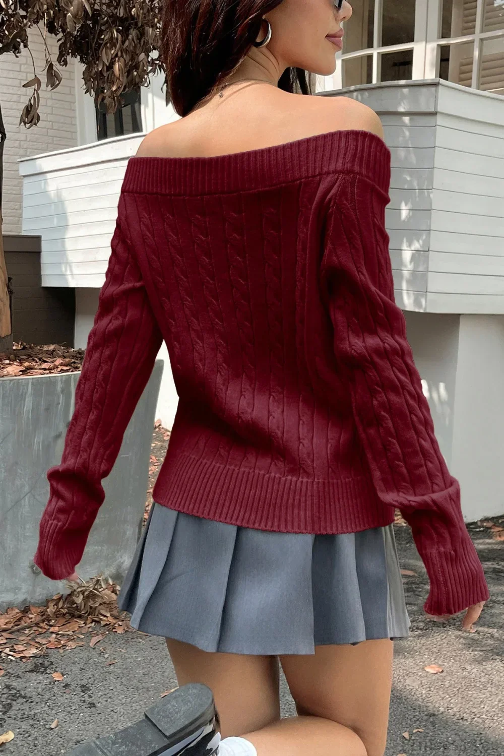 Edgy Long-Sleeve Knit Sweater - Image 12