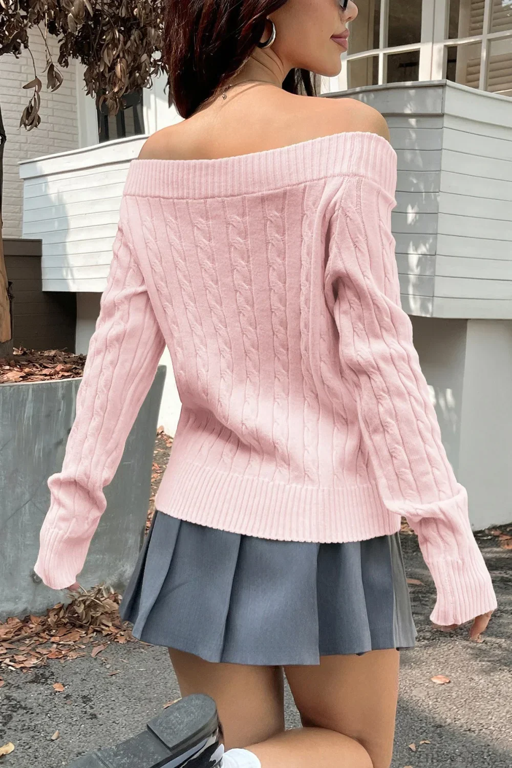 Edgy Long-Sleeve Knit Sweater - Image 9