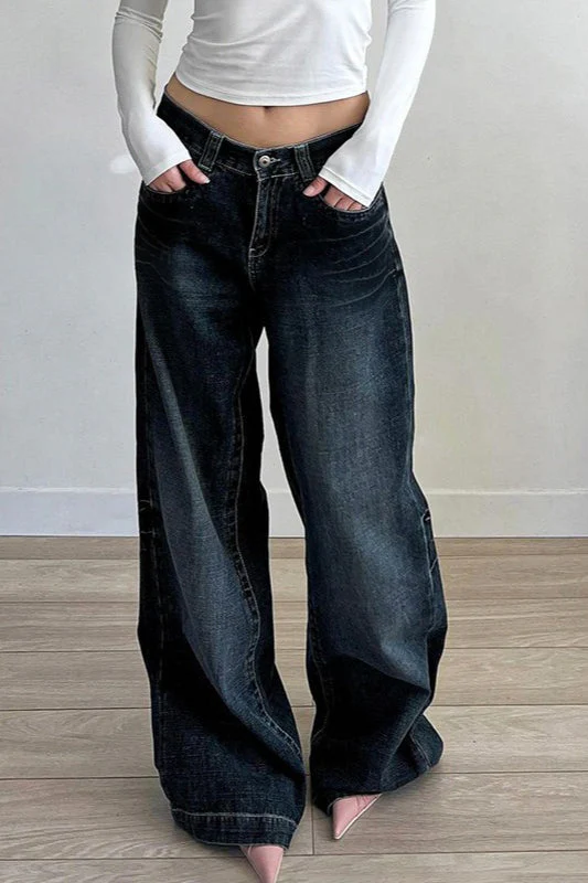 Edgy Relaxed Solid Laid-back Jeans - Image 3
