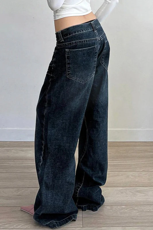 Edgy Relaxed Solid Laid-back Jeans - Image 4