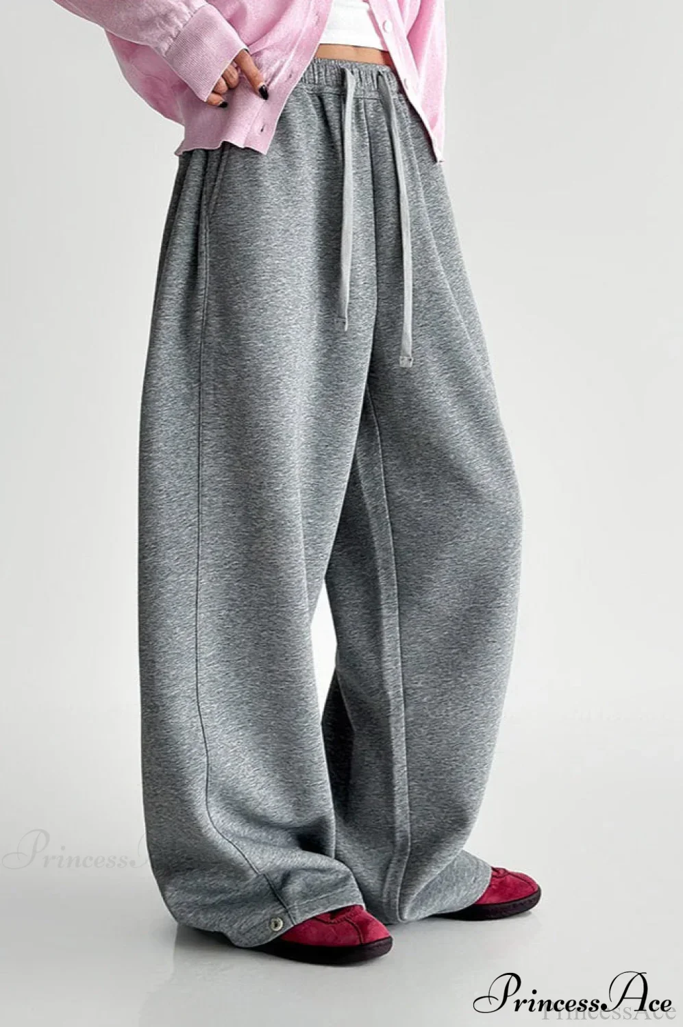 Elastic High-Waist Drawstring Wide Pants - Image 3