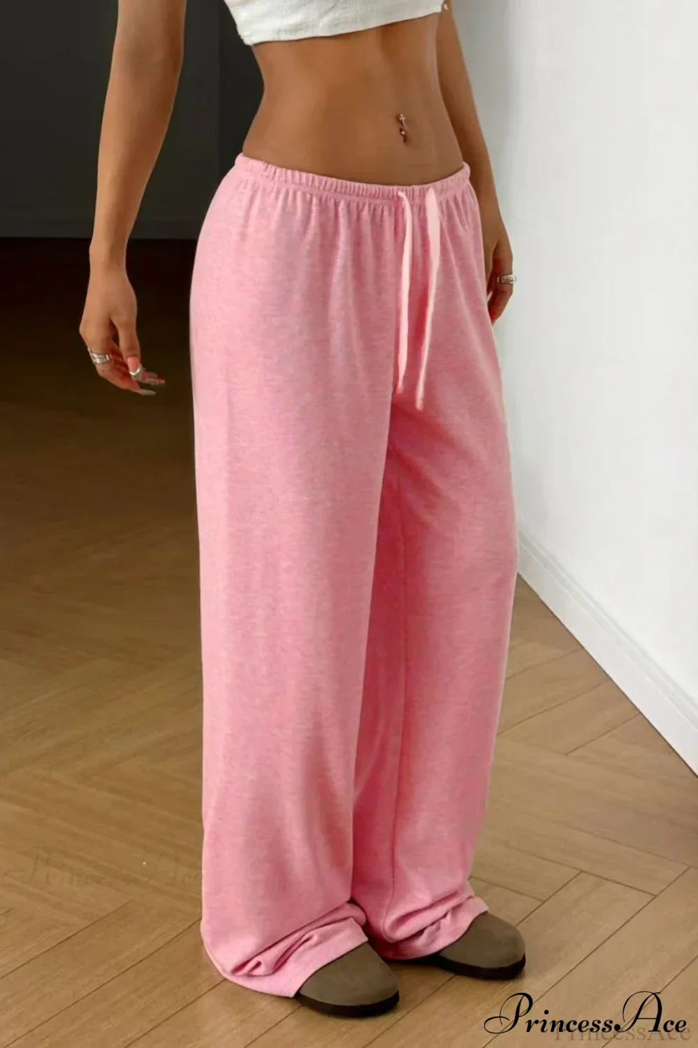 Elastic Waist Drawstring Wide Leg Pants - Image 11