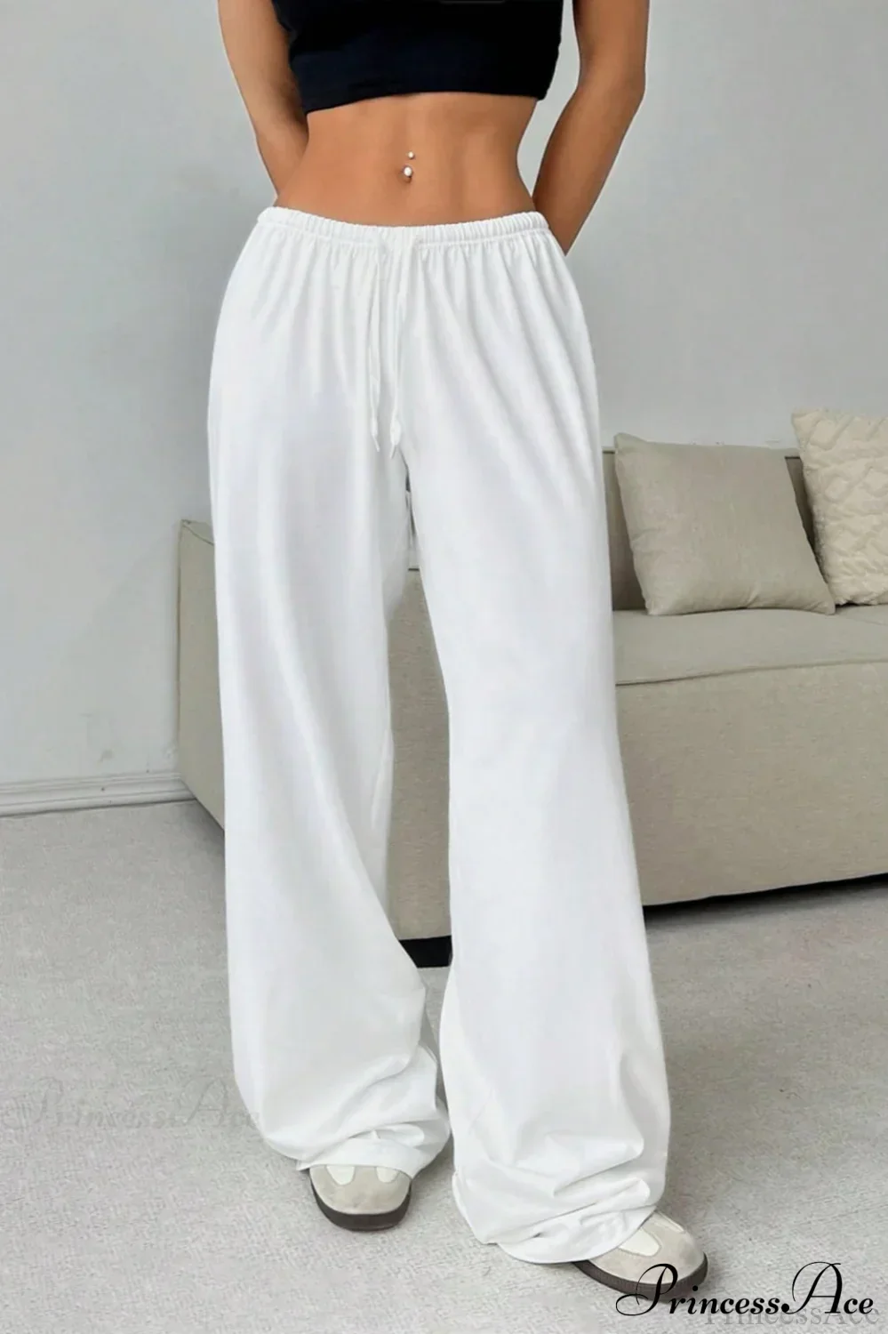 Elastic Waist Drawstring Wide Leg Pants - Image 7