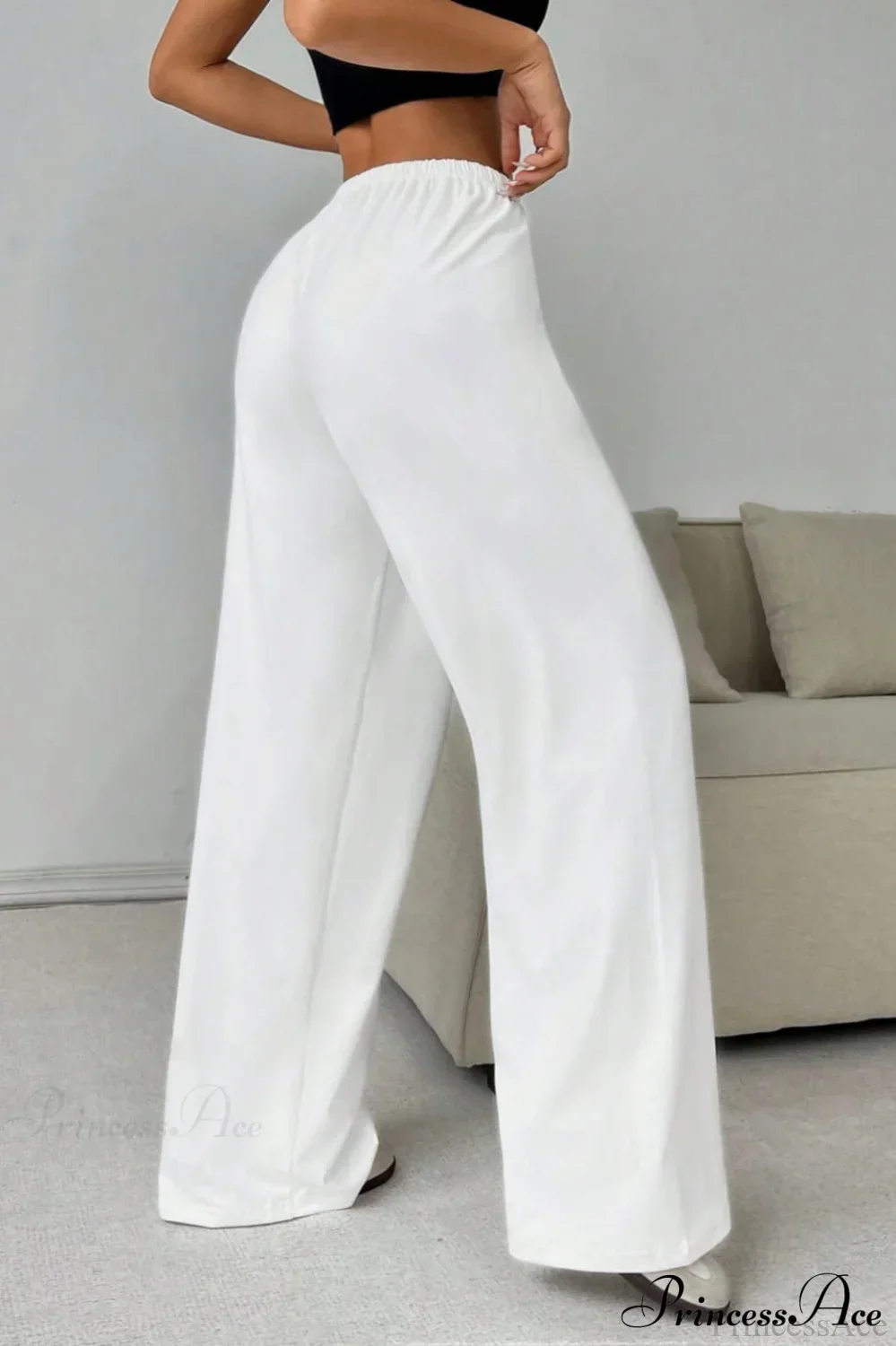 Elastic Waist Drawstring Wide Leg Pants - Image 9