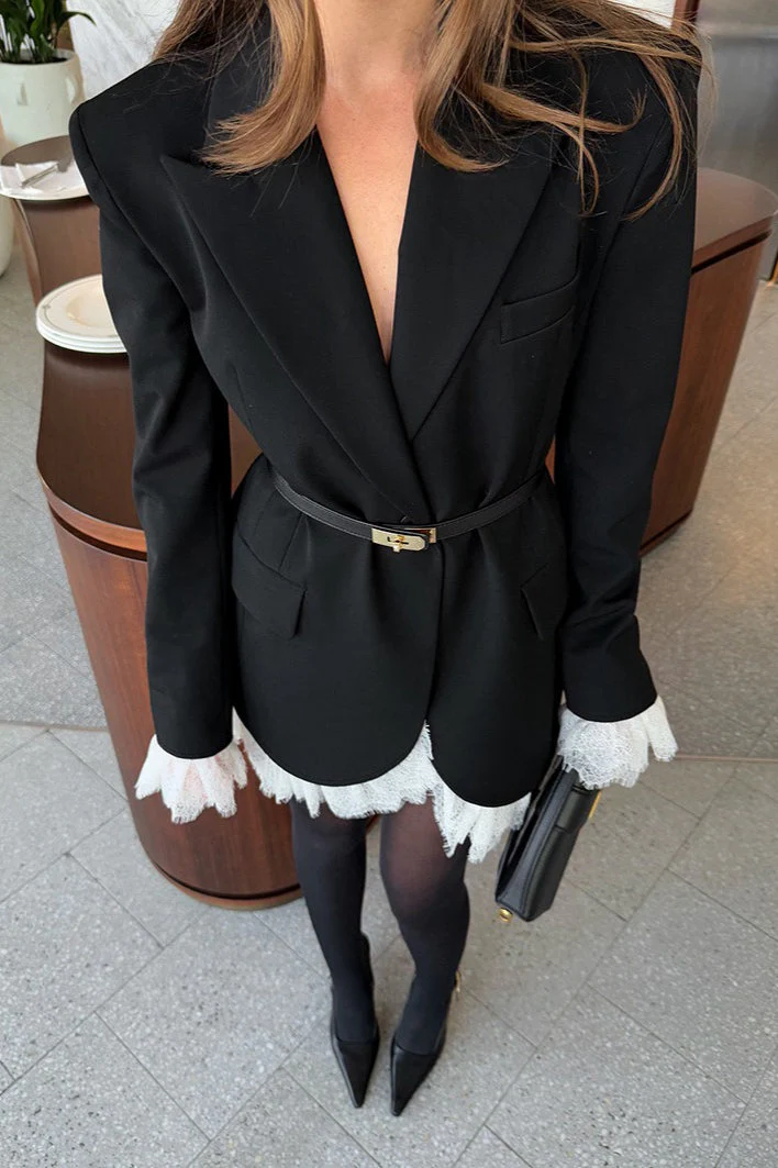 Elegant Black Oversized Loose Blazer - Image 4