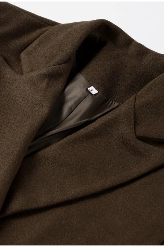 Elegant Casual Solid Color Double-Breasted Long Overcoat - Image 5