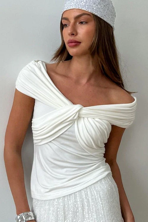 Elegant Chic Off Shoulder Twist Blouse - Image 3