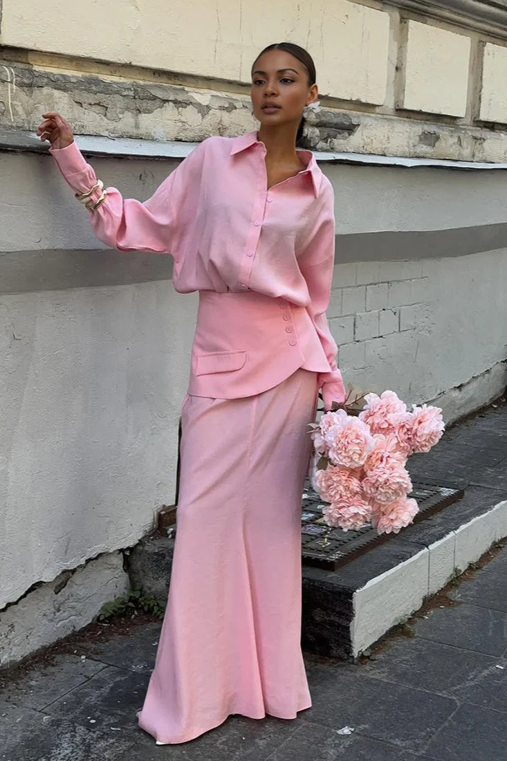 Elegant Creative Street Style Solid Long Sleeve Shirtdress Two Piece Set - Image 4