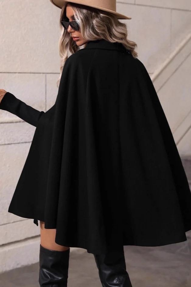 Elegant Double Breasted Loose Slim Wool Mid Length Coat - Image 5