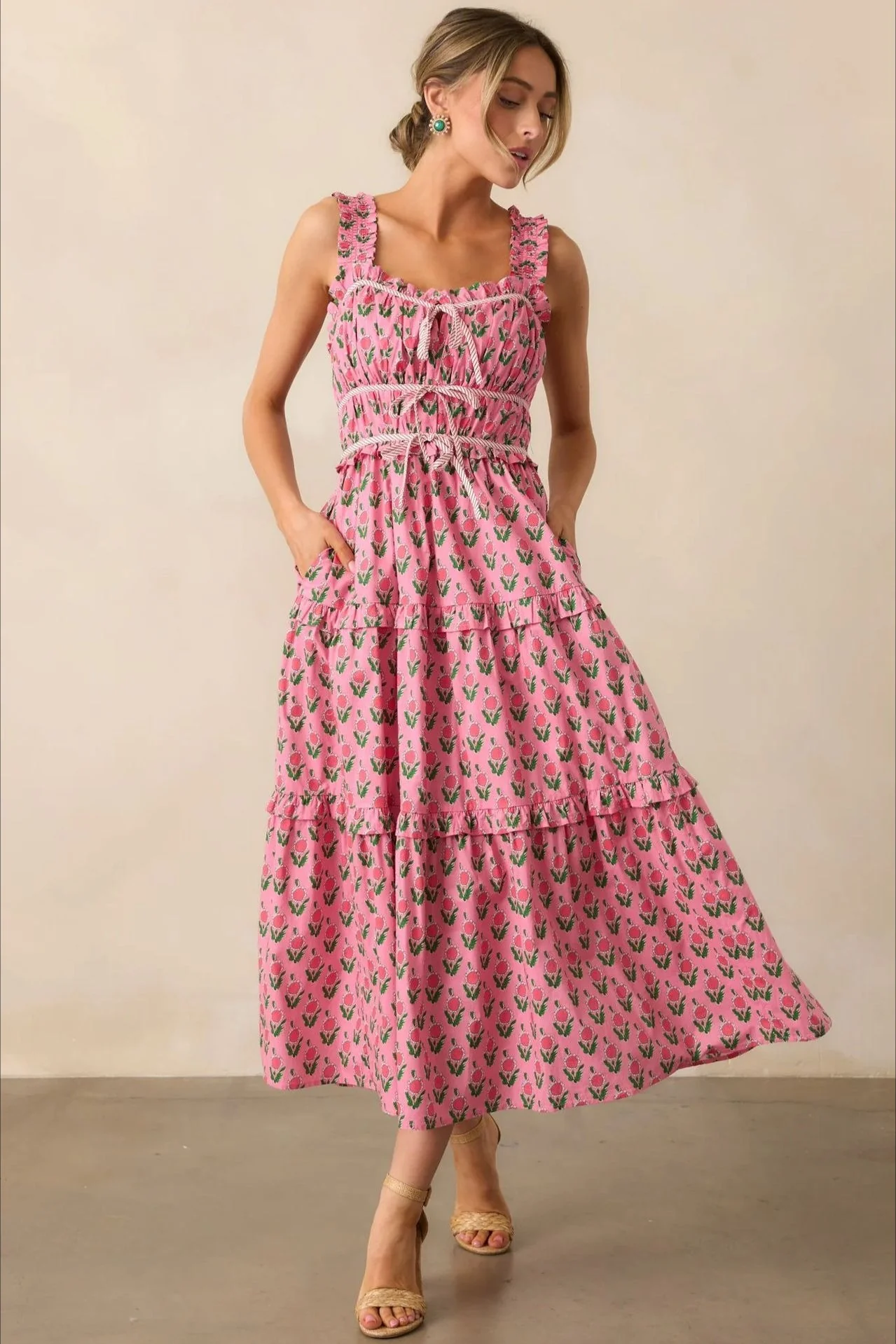 Elegant Elastic Jumpsuit Floral Dress - Image 2