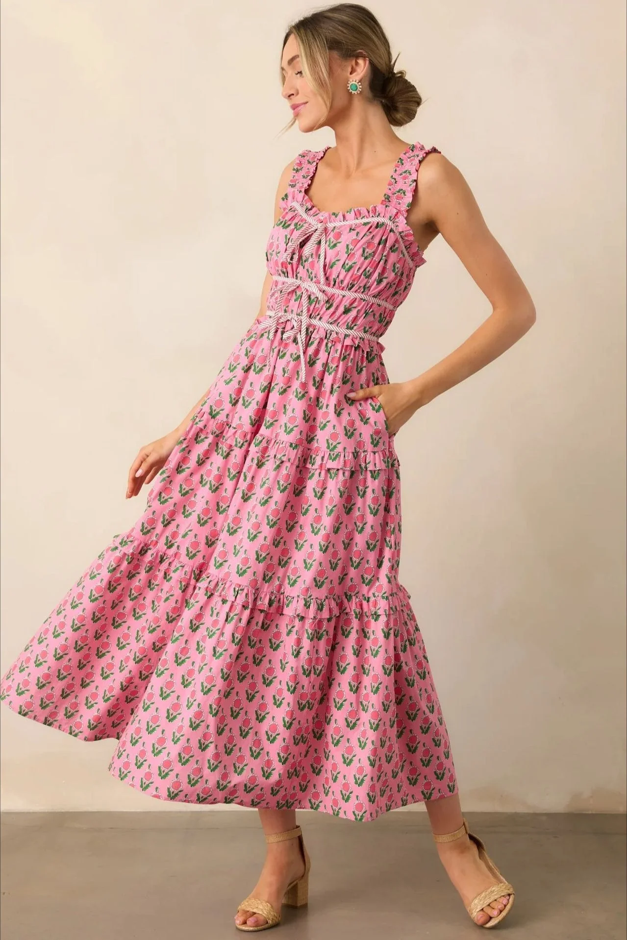 Elegant Elastic Jumpsuit Floral Dress - Image 3