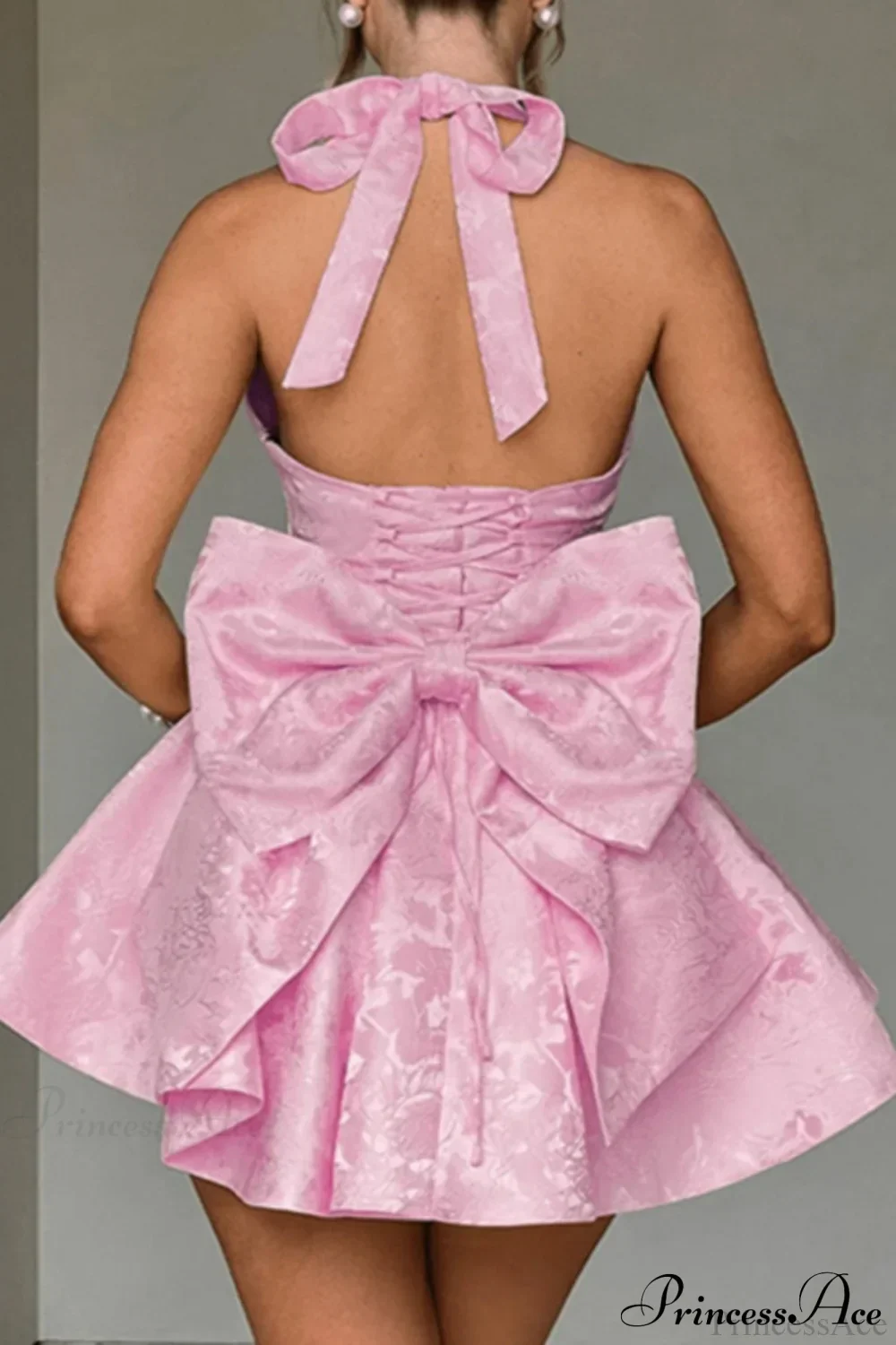 Elegant Evening Halter Bow Tie Party Dress - Image 10