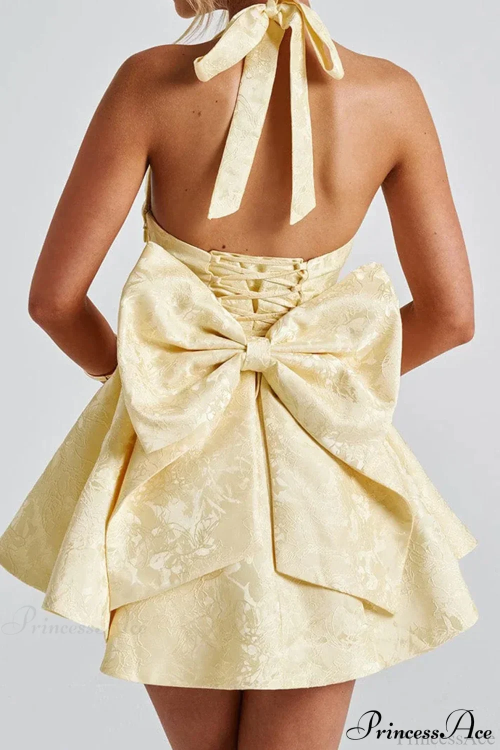 Elegant Evening Halter Bow Tie Party Dress - Image 8