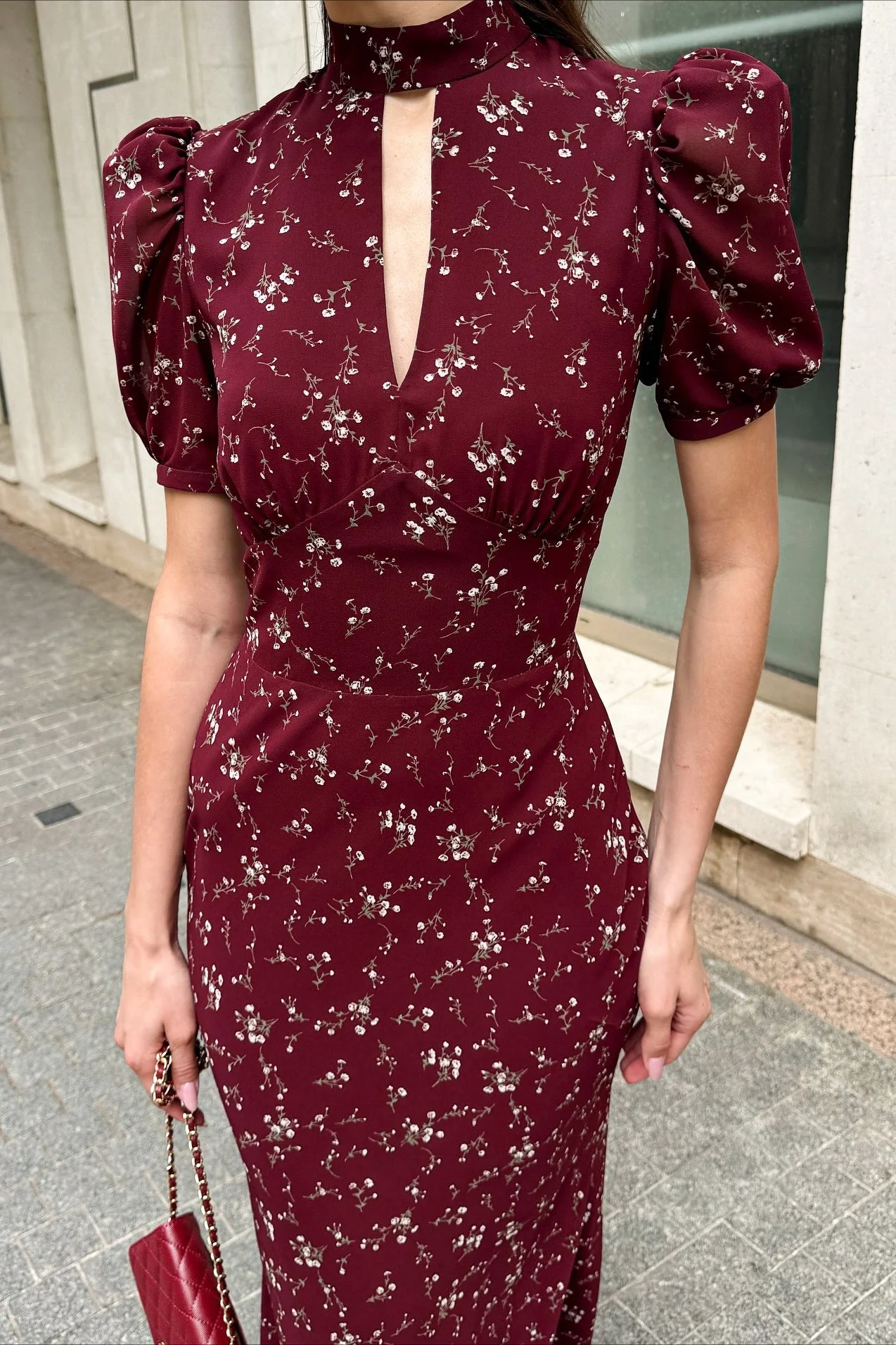 Elegant Floral Deep V Bodycon Maxi Dress - Image 5
