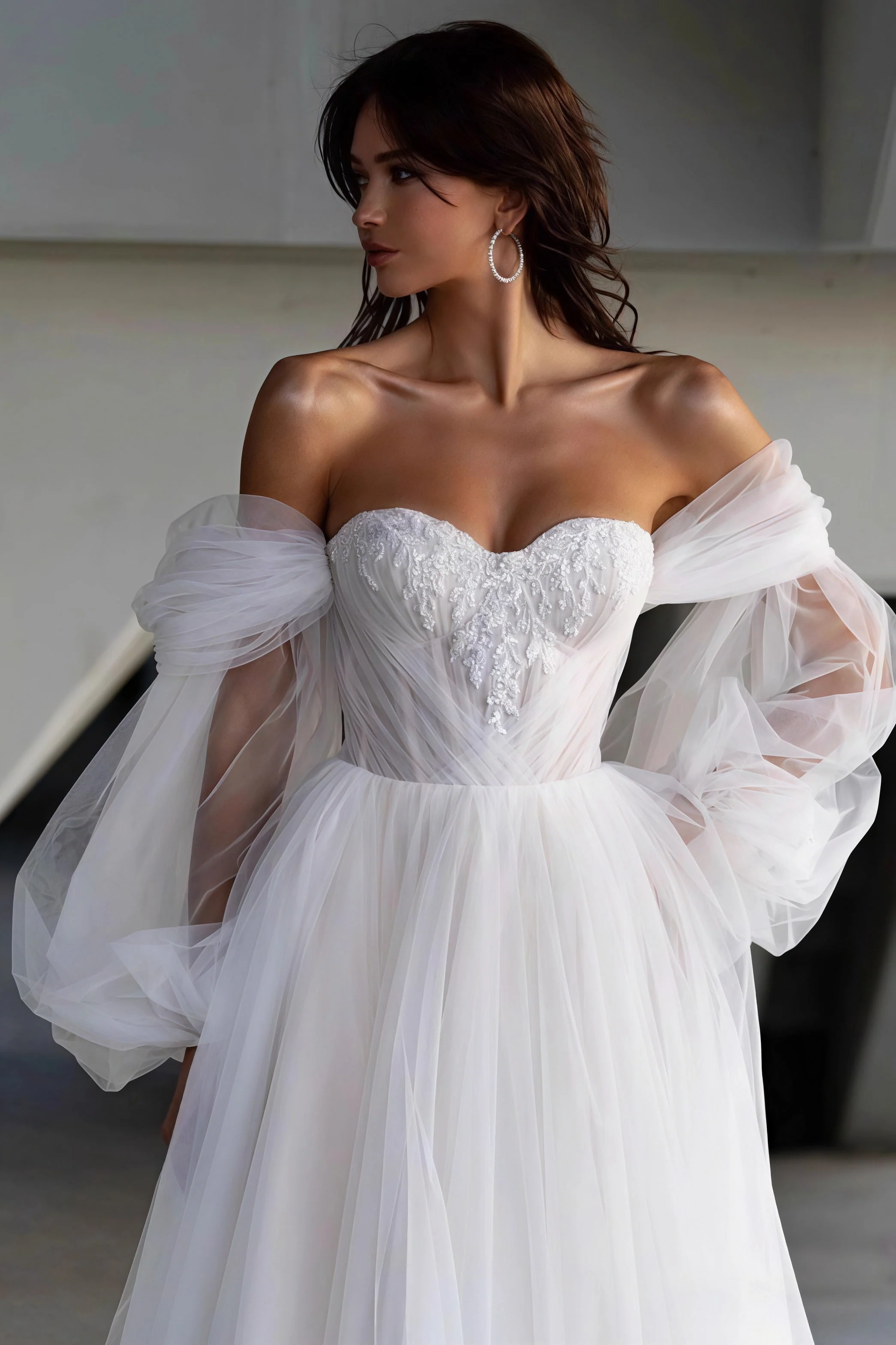 Elegant Forest Long Sleeve Train Wedding Dress - Image 2