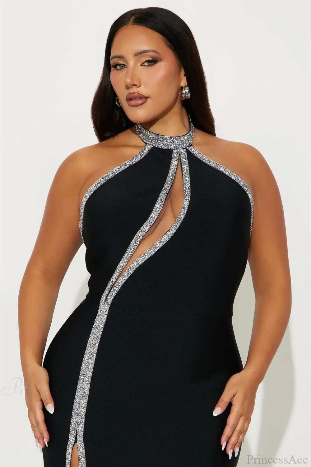 Elegant Halter Sleeveless High Waist Slit Evening Dress - Image 5