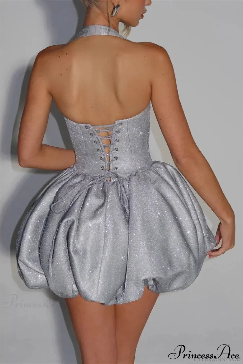 Elegant Halter Tie Puff Party Dress - Image 2