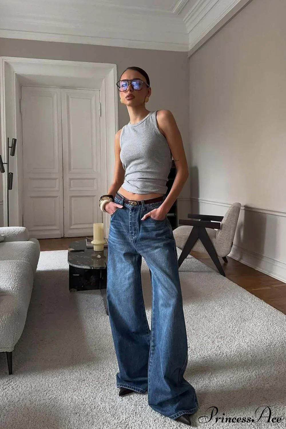 Elegant High Waist Loose Straight Leg Jeans - Image 2