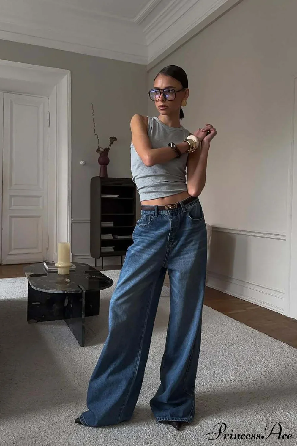Elegant High Waist Loose Straight Leg Jeans - Image 5