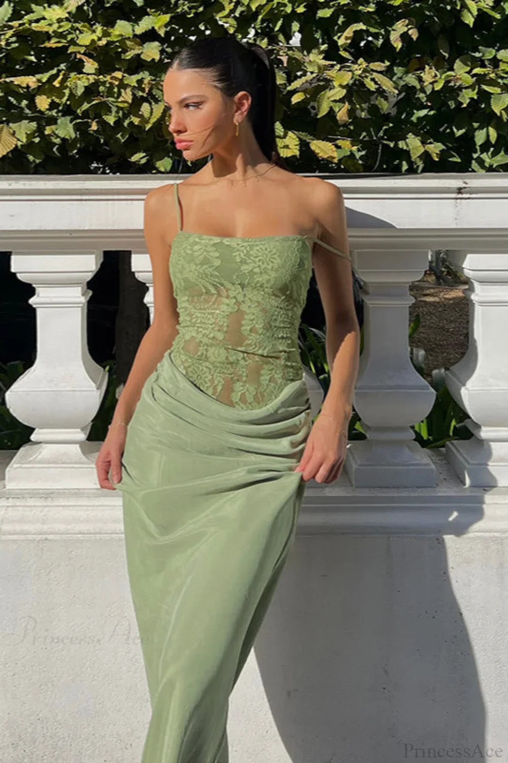 Elegant Lace Fitted Cami Maxi Dress - Image 2