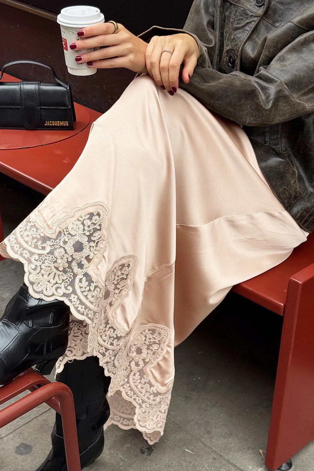 Elegant Lace Trim A Line Skirt - Image 5