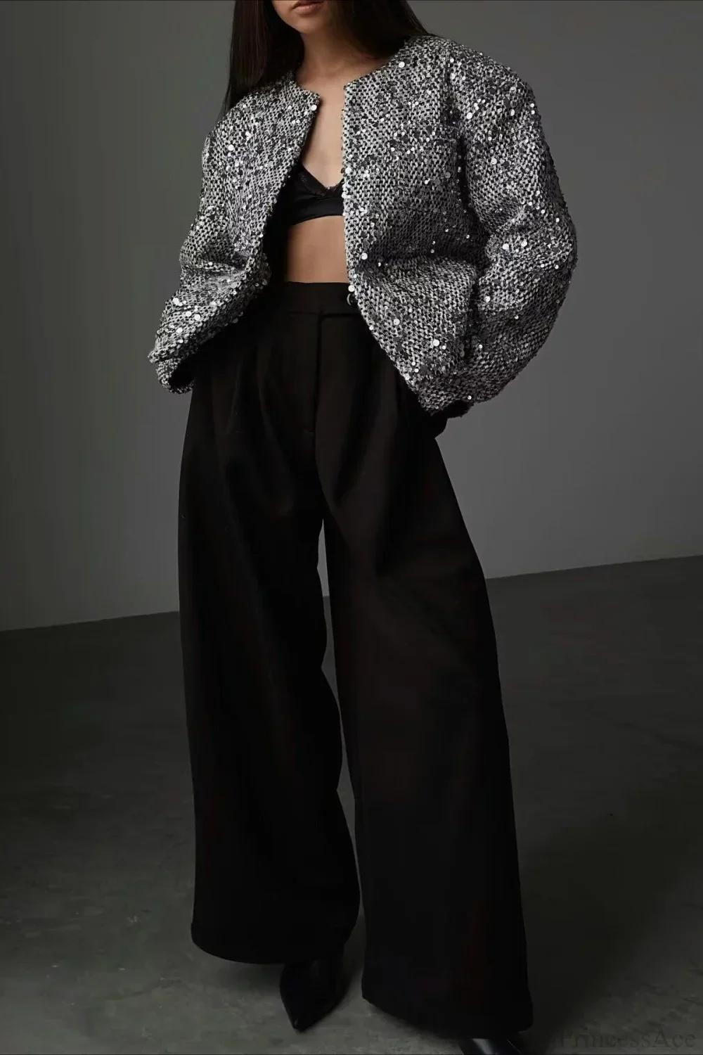 Elegant Luxurious Tweed Sequin Jacket - Image 3