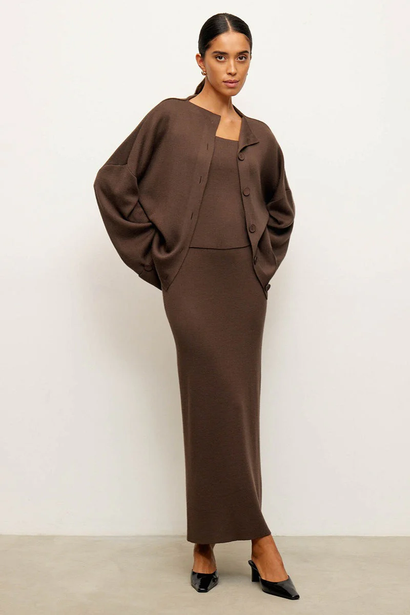 Elegant Minimalist Knit Long Sleeve Cardigan Cami Three Piece Set - Image 14
