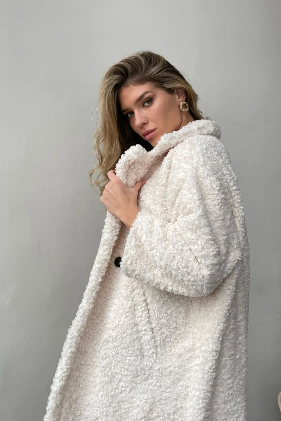 Elegant Office Lapel Plush Long Sleeve Coat - Image 4