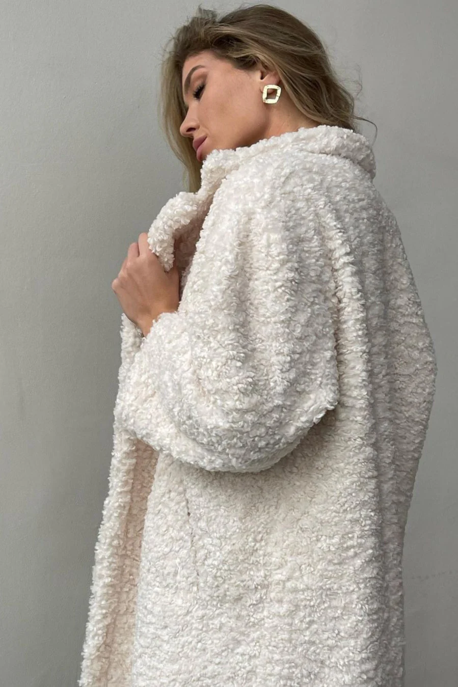 Elegant Office Lapel Plush Long Sleeve Coat - Image 5