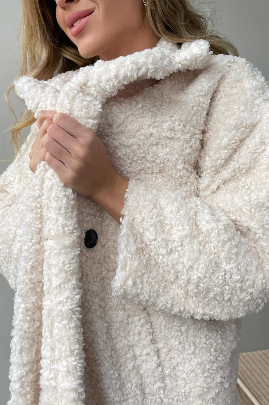 Elegant Office Lapel Plush Long Sleeve Coat - Image 6