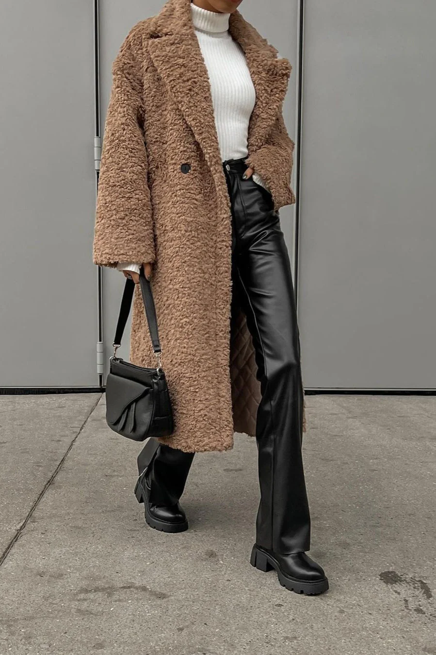 Elegant Office Lapel Plush Long Sleeve Coat - Image 8